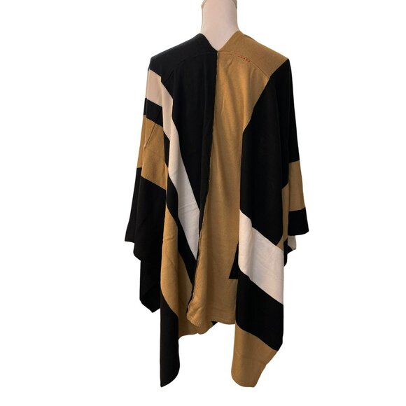 Parrish LA $148 Tan Black Stevie Poncho Sweater Wrap NWT - Picture 6 of 7